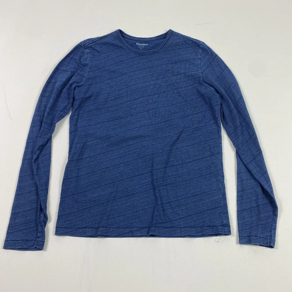 Bonobos Shirt Mens Medium Blue Long Sleeve‎ Crewneck Standard Fit Cotton